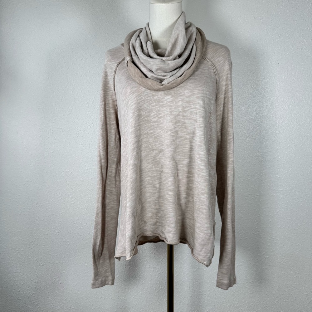 Free People cotton beach coastal grandma Cocoon Cowl Neck Hoodie Pullover
